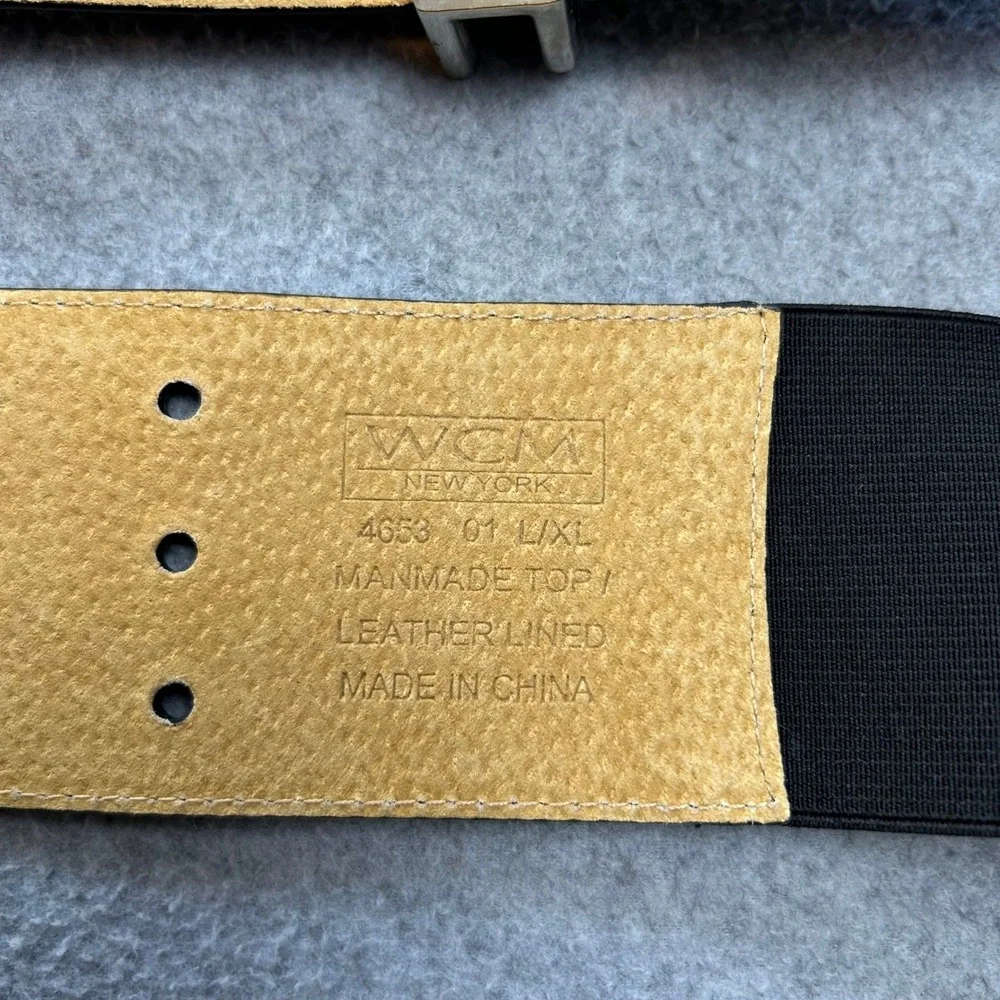WCM New York Womens‎ Black Wide Belt Elastic Silver Buckle Statement Size L / XL